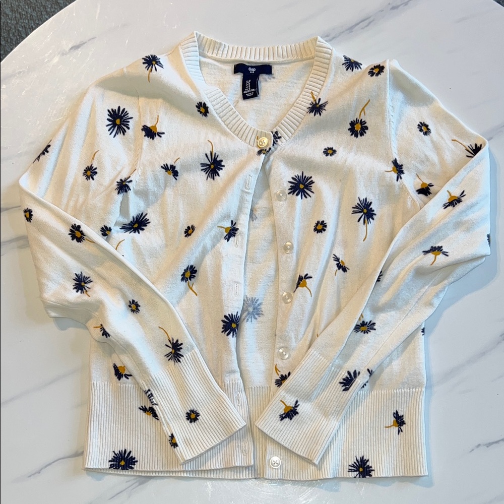 GAP White Floral Embroidered Cardigan